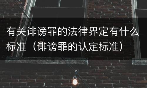 有关诽谤罪的法律界定有什么标准（诽谤罪的认定标准）