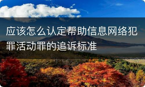 应该怎么认定帮助信息网络犯罪活动罪的追诉标准