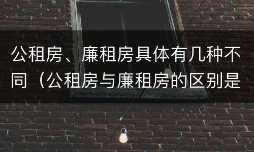 公租房、廉租房具体有几种不同（公租房与廉租房的区别是什么）