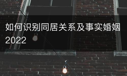 如何识别同居关系及事实婚姻2022