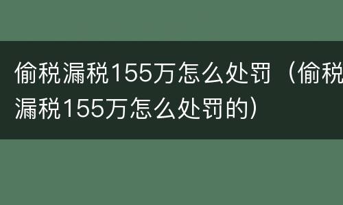 偷税漏税155万怎么处罚（偷税漏税155万怎么处罚的）