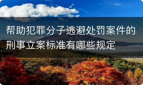帮助犯罪分子逃避处罚案件的刑事立案标准有哪些规定