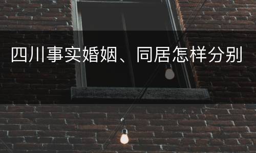 四川事实婚姻、同居怎样分别