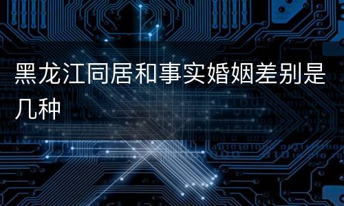 黑龙江同居和事实婚姻差别是几种