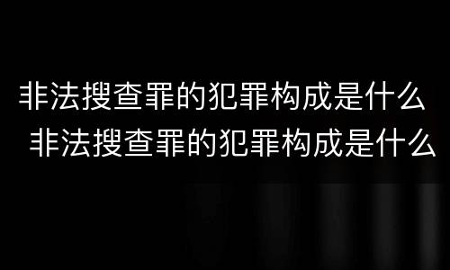 非法搜查罪的犯罪构成是什么 非法搜查罪的犯罪构成是什么意思