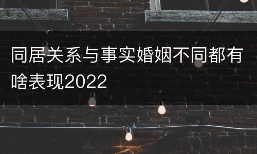 同居关系与事实婚姻不同都有啥表现2022