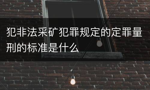 犯非法采矿犯罪规定的定罪量刑的标准是什么