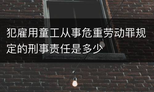 犯雇用童工从事危重劳动罪规定的刑事责任是多少