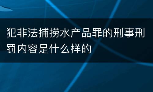 犯非法捕捞水产品罪的刑事刑罚内容是什么样的