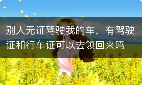 别人无证驾驶我的车，有驾驶证和行车证可以去领回来吗