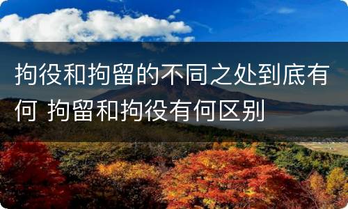 拘役和拘留的不同之处到底有何 拘留和拘役有何区别