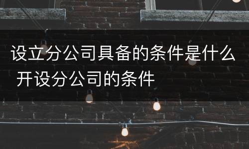 设立分公司具备的条件是什么 开设分公司的条件