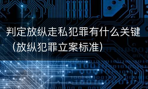 判定放纵走私犯罪有什么关键（放纵犯罪立案标准）