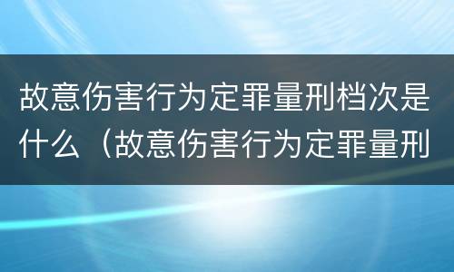 故意伤害行为定罪量刑档次是什么（故意伤害行为定罪量刑档次是什么标准）
