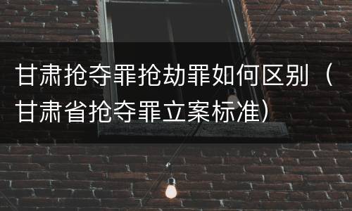 甘肃抢夺罪抢劫罪如何区别（甘肃省抢夺罪立案标准）
