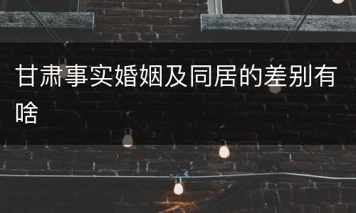 甘肃事实婚姻及同居的差别有啥