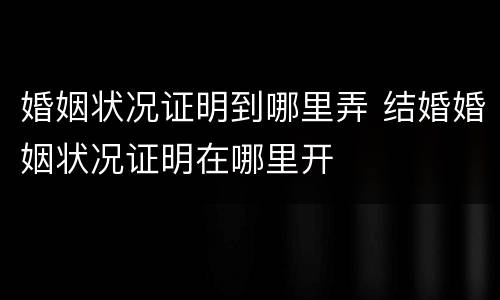 婚姻状况证明到哪里弄 结婚婚姻状况证明在哪里开