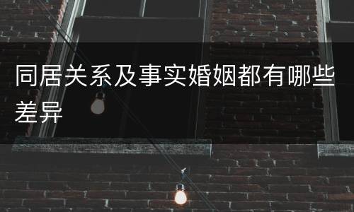 同居关系及事实婚姻都有哪些差异