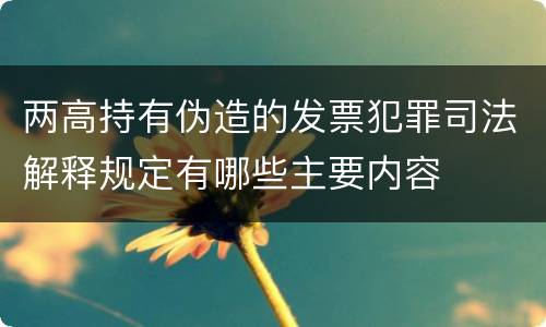 两高持有伪造的发票犯罪司法解释规定有哪些主要内容