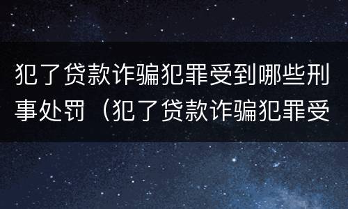 犯了贷款诈骗犯罪受到哪些刑事处罚（犯了贷款诈骗犯罪受到哪些刑事处罚呢）