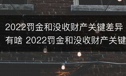 2022罚金和没收财产关键差异有啥 2022罚金和没收财产关键差异有啥关系