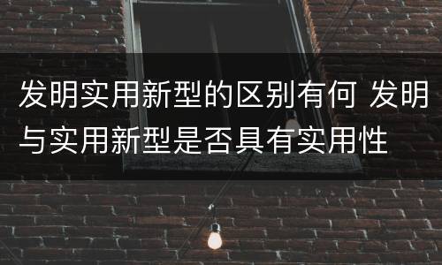 发明实用新型的区别有何 发明与实用新型是否具有实用性