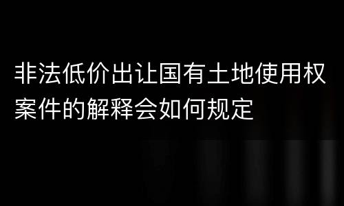 非法低价出让国有土地使用权案件的解释会如何规定