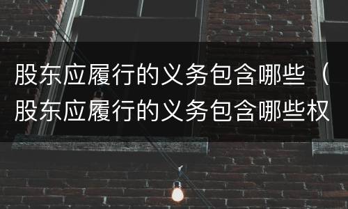 股东应履行的义务包含哪些（股东应履行的义务包含哪些权利）