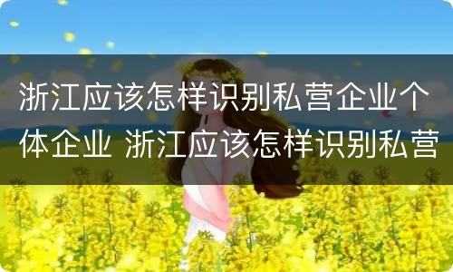 浙江应该怎样识别私营企业个体企业 浙江应该怎样识别私营企业个体企业信息