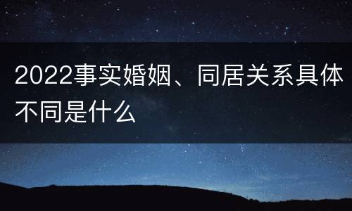 2022事实婚姻、同居关系具体不同是什么