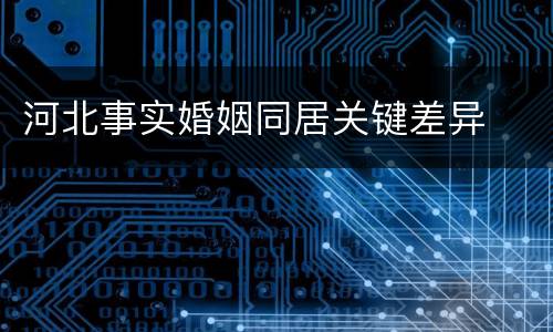 河北事实婚姻同居关键差异