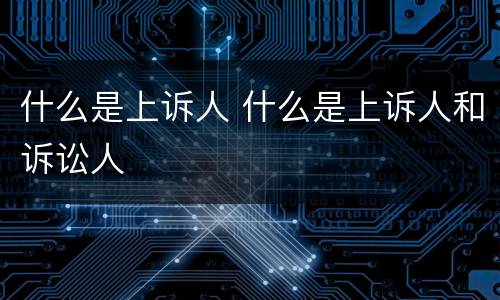 什么是上诉人 什么是上诉人和诉讼人