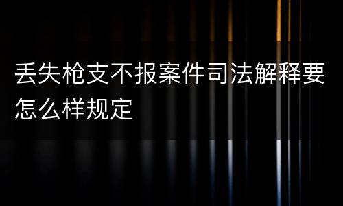丢失枪支不报案件司法解释要怎么样规定