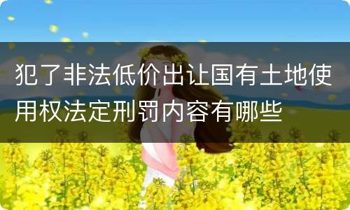 犯了非法低价出让国有土地使用权法定刑罚内容有哪些