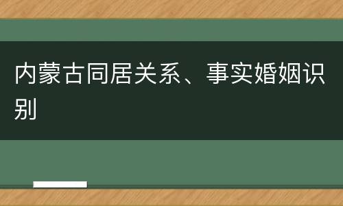 内蒙古同居关系、事实婚姻识别