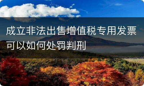 成立非法出售增值税专用发票可以如何处罚判刑
