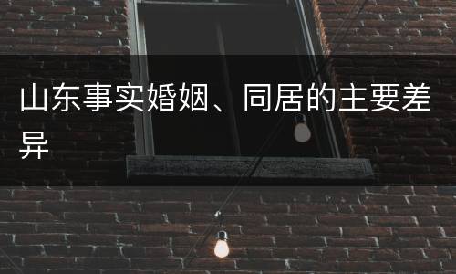 山东事实婚姻、同居的主要差异