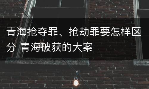 青海抢夺罪、抢劫罪要怎样区分 青海破获的大案