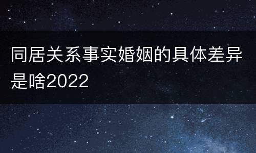 同居关系事实婚姻的具体差异是啥2022
