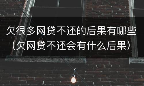 欠很多网贷不还的后果有哪些（欠网贷不还会有什么后果）