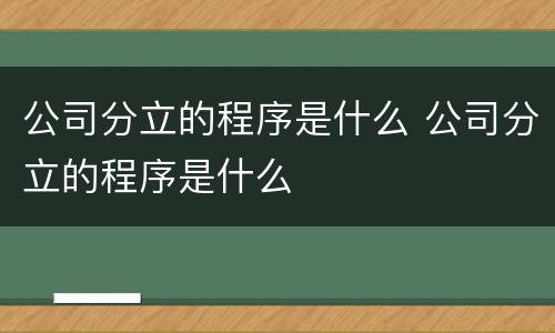 公司分立的程序是什么 公司分立的程序是什么