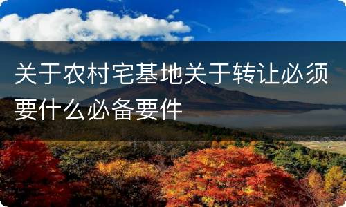 关于农村宅基地关于转让必须要什么必备要件