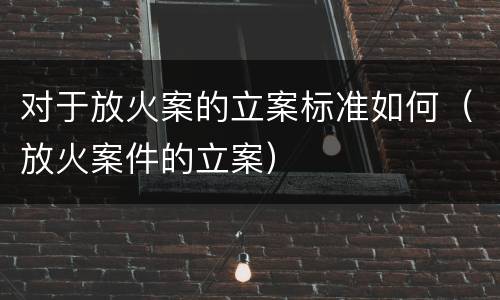对于放火案的立案标准如何（放火案件的立案）