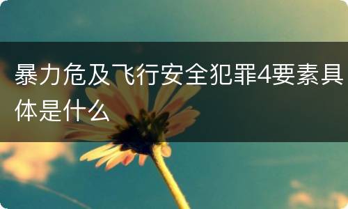 暴力危及飞行安全犯罪4要素具体是什么