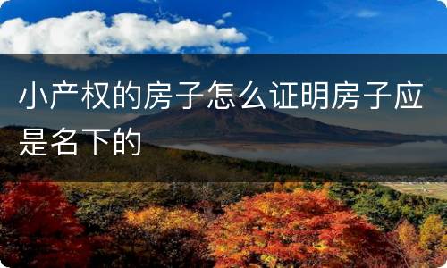 小产权的房子怎么证明房子应是名下的