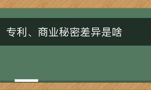 专利、商业秘密差异是啥