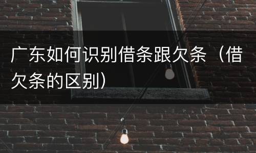 广东如何识别借条跟欠条（借欠条的区别）