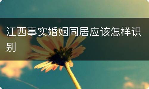 江西事实婚姻同居应该怎样识别