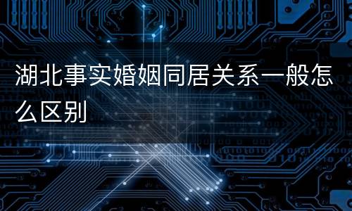 湖北事实婚姻同居关系一般怎么区别