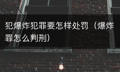 犯爆炸犯罪要怎样处罚（爆炸罪怎么判刑）